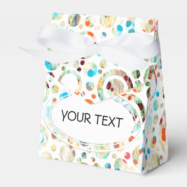 Colour Dots & Circle Pattern + your text & backgr. Favour Box (Front Side)