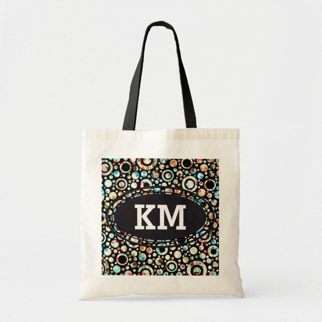 Colour Dots & Circle Pattern + your text & backgr. Tote Bag (Front)