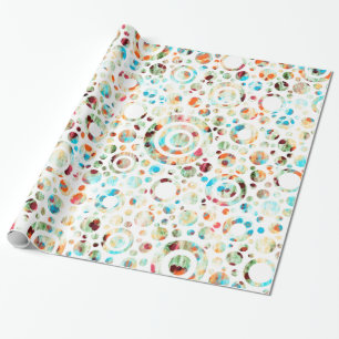 Colour Dots & Circle Pattern + your text & backgr. Wrapping Paper