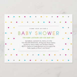Colour Dots Modern Clean Neutral Baby Shower Invit Invitation