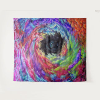Colour Dreaming Cloud Swirl on Black Tapestry