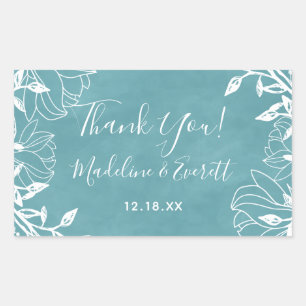 Colour Editable Background Floral Wedding Thank Yo Rectangular Sticker