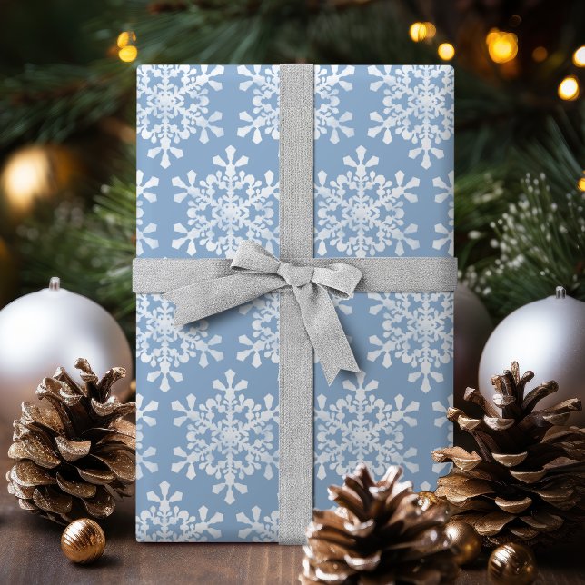 Colour Editable Blue and White Snowflakes Christma Wrapping Paper (Color Editable Blue and White Snowflakes Christmas Wrapping Paper)