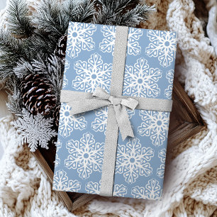 Colour Editable Blue and White Snowflakes Christma Wrapping Paper