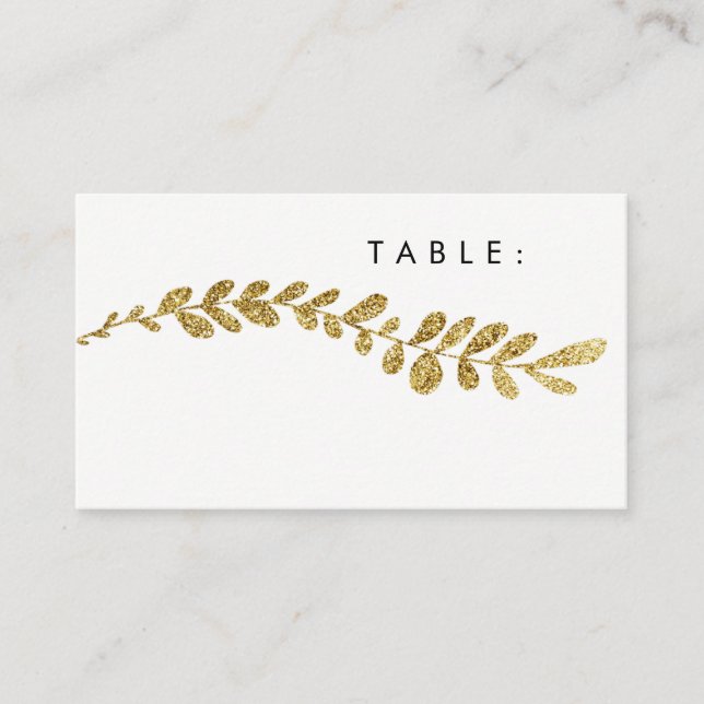 Colour Editable Faux Gold Leaf Wedding Place Card (Front)