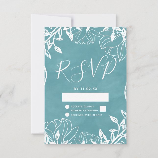 Colour Editable Floral Watercolor Wedding RSVP (Front)