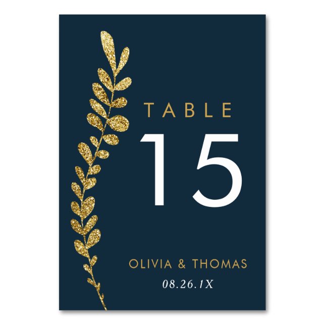 Colour Editable Gold Leaf Wedding Table Number Car (Front)