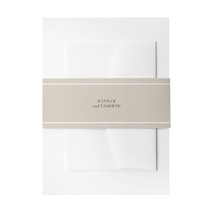Colour Editable Greige Minimalist Invitation Belly Band