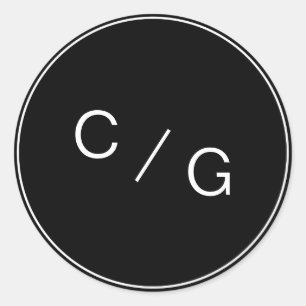Colour editable minimalist modern couple monogram classic round sticker