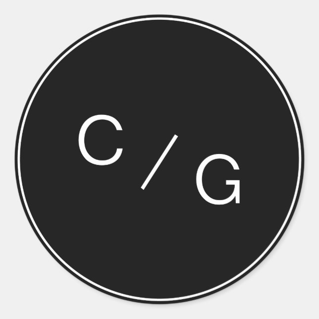 Colour editable minimalist modern couple monogram classic round sticker (Front)