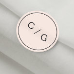 Colour editable minimalist modern couple monogram classic round sticker<br><div class="desc">Blush and black modern chic simple minimalist monogram design, perfect for modern wedding or spring wedding. The blush pink background colour can be changed to match your wedding theme, just click "Customise it!" button, then edit colour under "Printed Background Colour" section. Custom your own monogrammed sticker add a personal touch...</div>