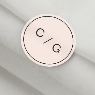 Colour editable minimalist modern couple monogram classic round sticker