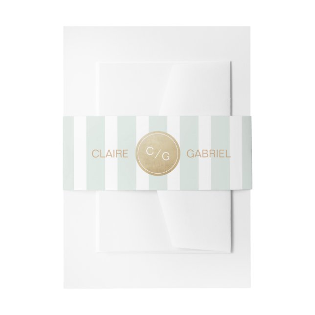Colour editable minimalist modern wedding monogram invitation belly band (Front Example)