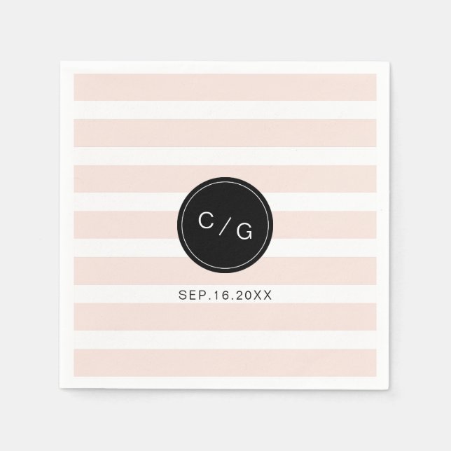 Colour editable minimalist modern wedding monogram napkin (Front)