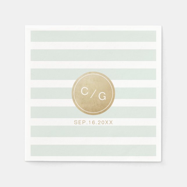 Colour editable minimalist modern wedding monogram napkin (Front)