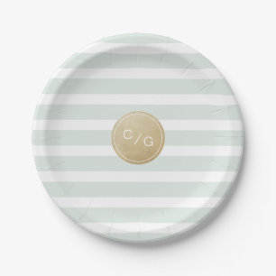 Colour editable minimalist modern wedding monogram paper plate