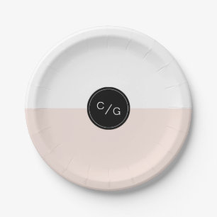 Colour editable minimalist modern wedding monogram paper plate