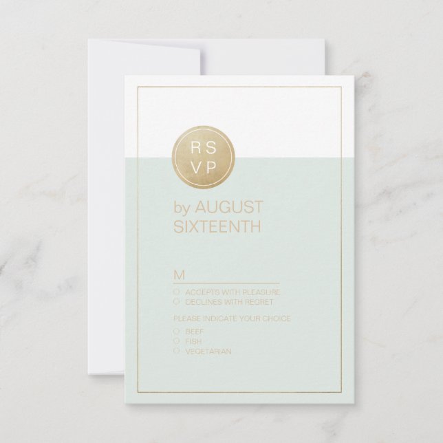 Colour editable minimalist modern wedding RSVP (Front)