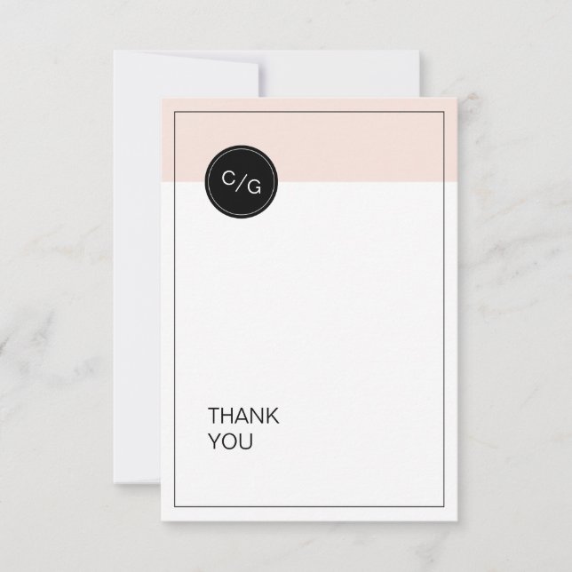 Colour editable minimalist modern wedding thank yo thank you card (Front)