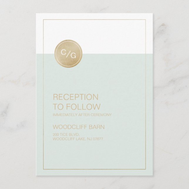 Colour editable modern wedding reception card (Front)