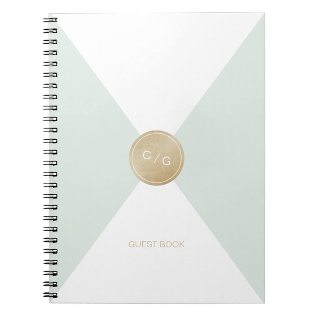 Colour editable monogram modern wedding guest book (Front)