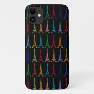 colour eiffel towers pattern iPhone 11 case