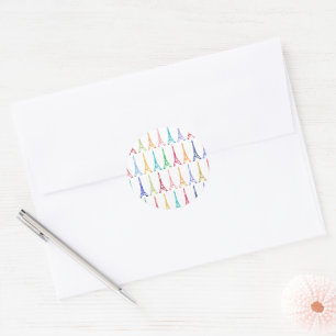 colour Eiffel Towers pattern Classic Round Sticker