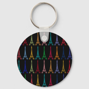 colour eiffel towers pattern key ring
