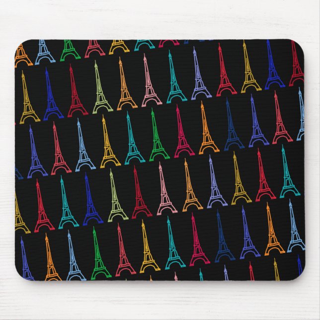 colour eiffel towers pattern mouse pad (Front)
