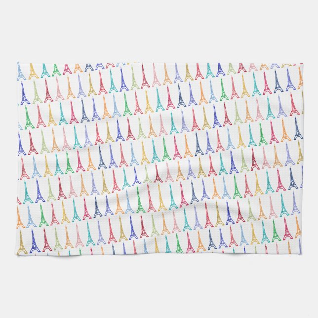colour eiffel towers pattern tea towel (Horizontal)