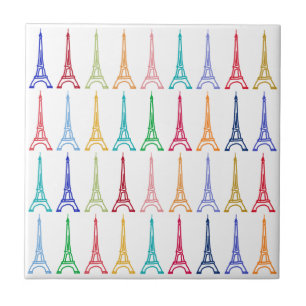 colour Eiffel Towers pattern Tile