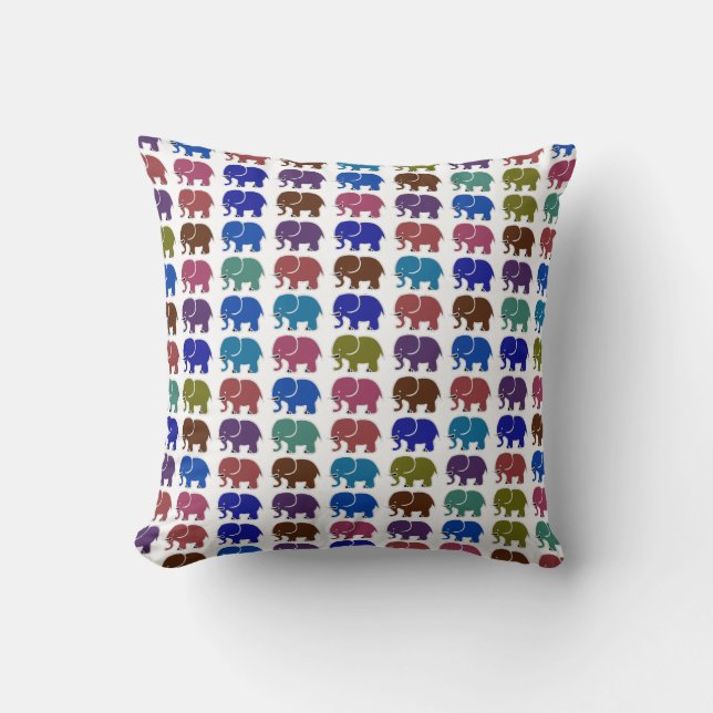 colour elephants pattern animal cushion (Front)