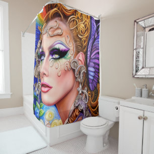 Colour-Exploding Drag Queen Artwork Design Shower Curtain