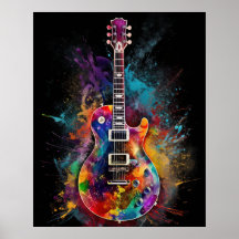 Colour exploding electric guitar