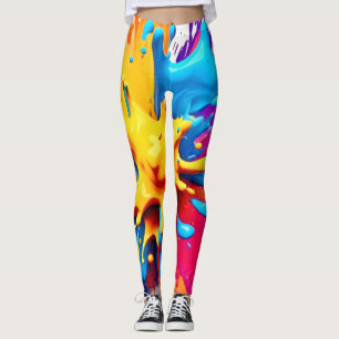 Colour Explosion: Abstract Paint Splatter Leggings