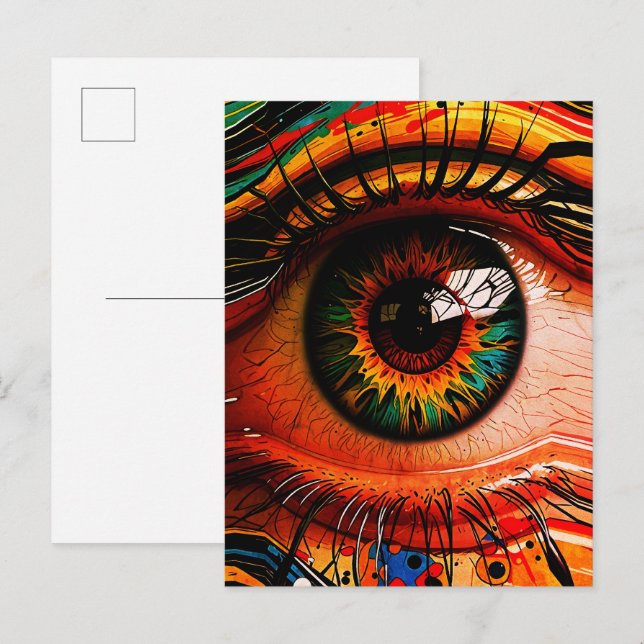 Colour Explosion Eye – Vibrant Abstract Realism Postcard (Front/Back)