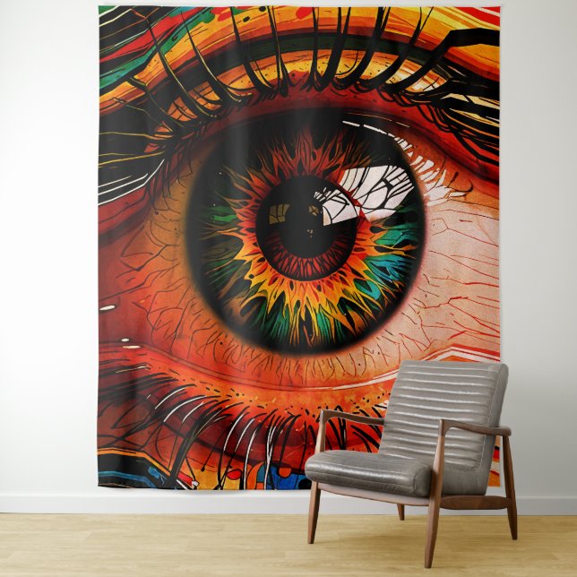 Colour Explosion Eye – Vibrant Abstract Realism Tapestry (In Situ)