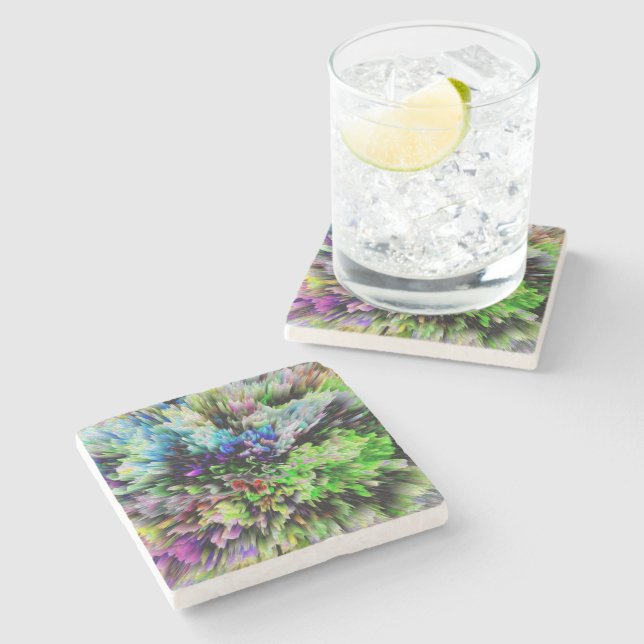 Colour Explosion With Oil Effect  Stone Coaster (Side)