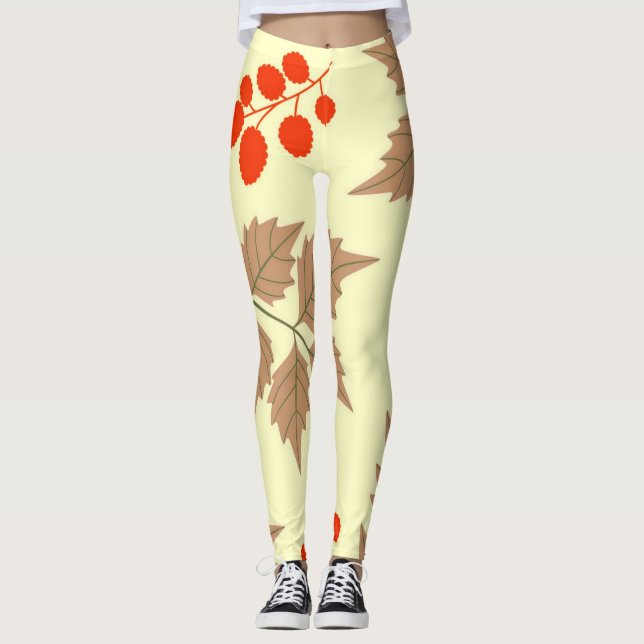 Colour fall leaves pattern leggings (Front)