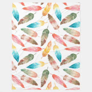 Colour Feathers Fleece Blanket