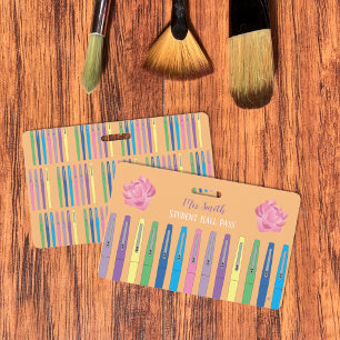 Colour Felt Pens Orange Student Hall Pass Badge ID Badge