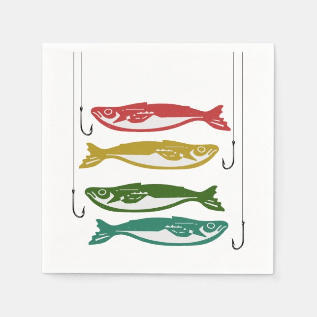 Colour Fish with Fish Hooks Napkin (Front)