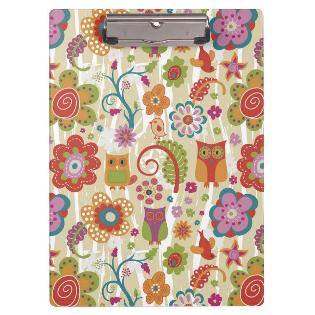 Colour Floral and Owl Clipboard (Front)