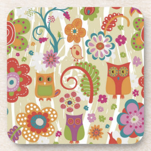 Colour Floral and Owl Coaster