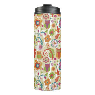 Colour Floral and Owl Thermal Tumbler