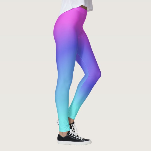 Colour Flow Pink Purple Blue Aqua Ladies Fashion Leggings (Right)
