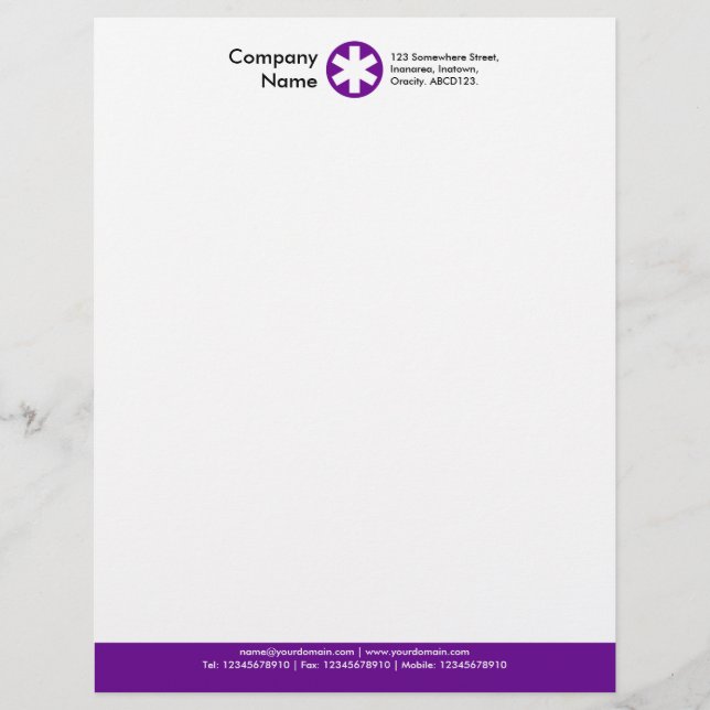 Colour Footer (Asterisk Logo) - Purple Custom Letterhead (Front)