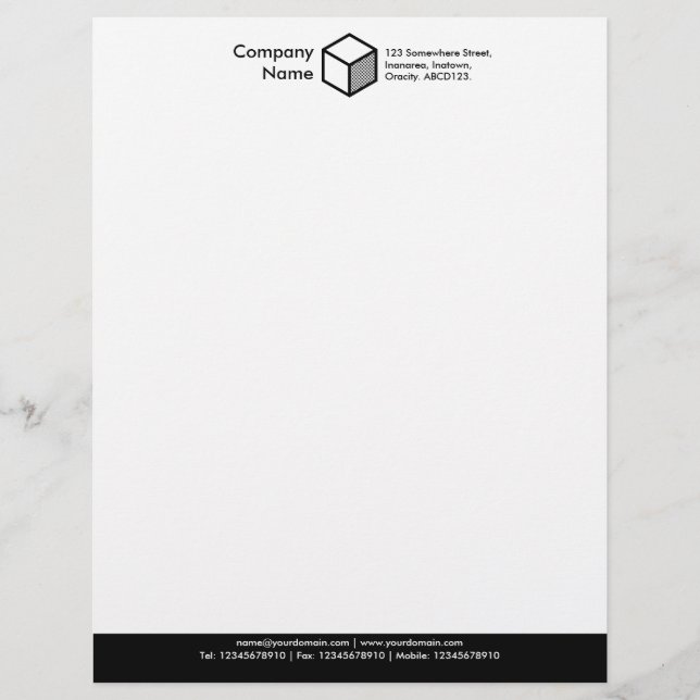 Colour Footer (Cube) - Black Letterhead (Front)