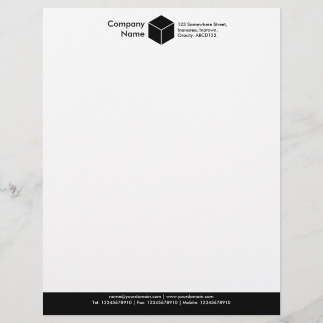 Colour Footer (Cube) - Black Letterhead Design (Front)