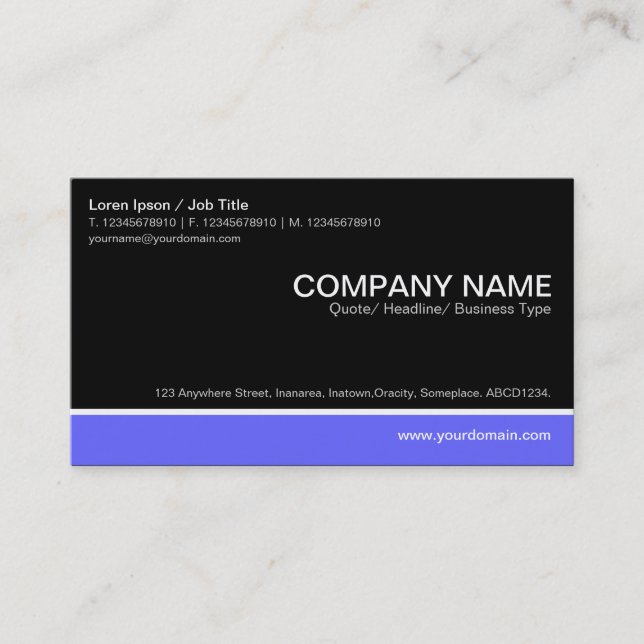 Colour Footer - Electric Blue with Black Business Card (Front)